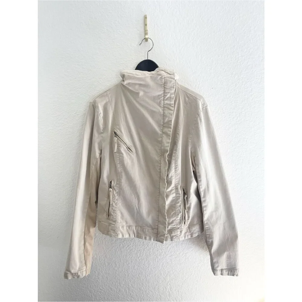 Anthropologie Marrakech beige neutral tan Moto Jacket Large